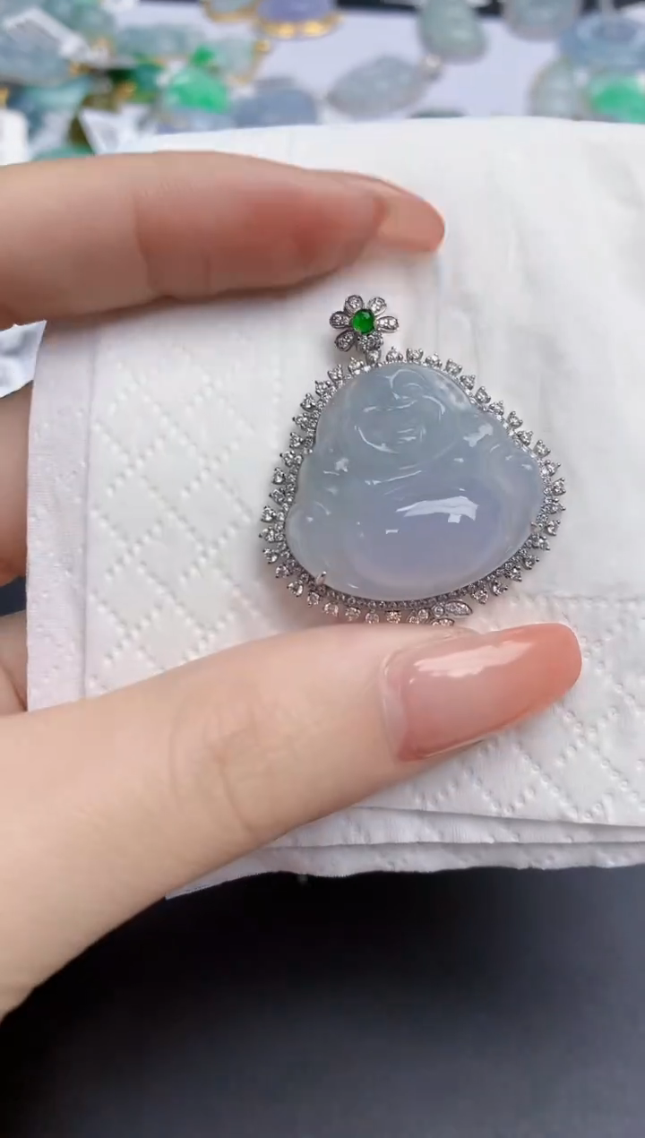 【闪购商品】翡翠颈饰18K金镶嵌天然缅甸翡翠A货