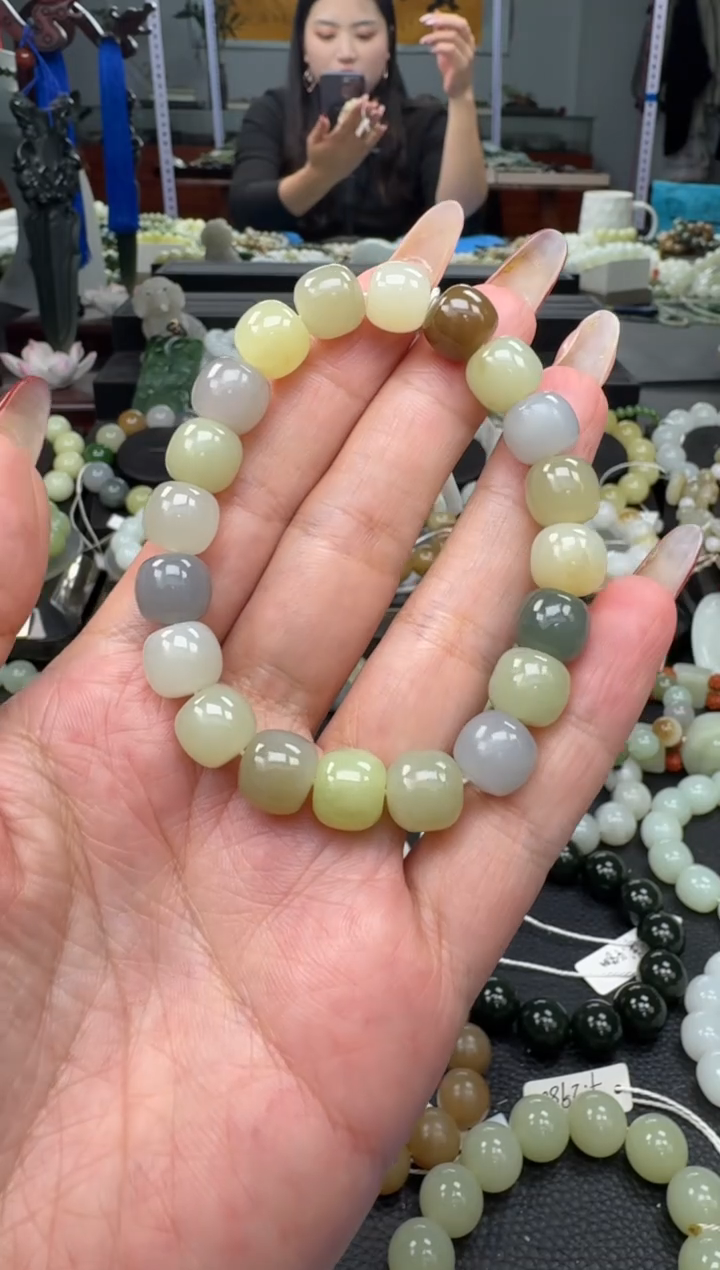 未镶嵌手链和田玉多宝卡10