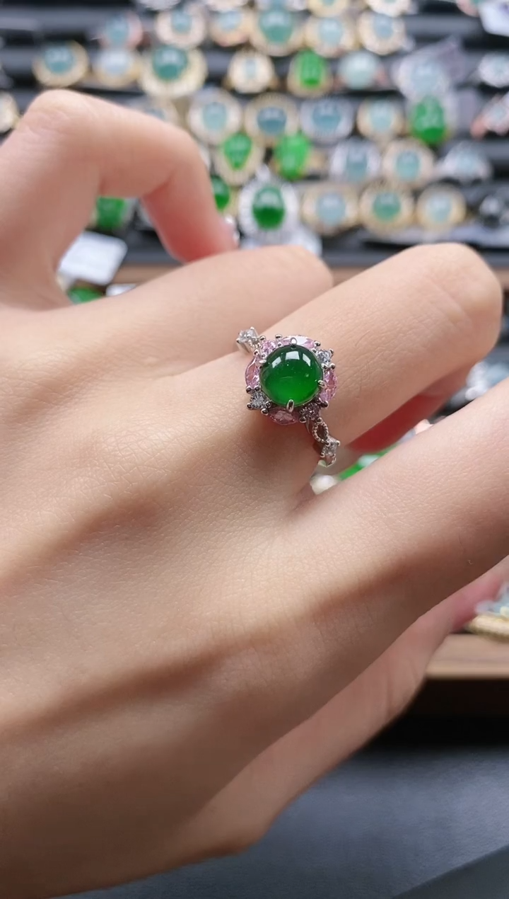 【闪购商品】翡翠戒指银S925镶嵌51511