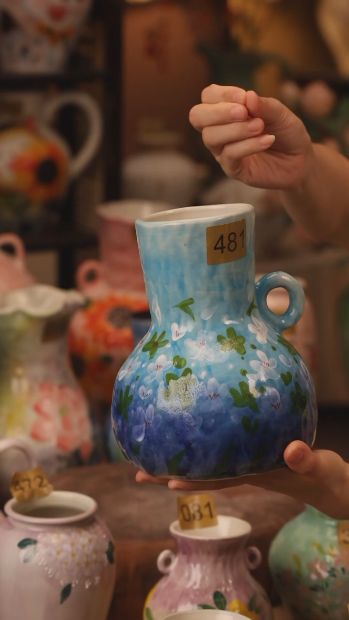 陶瓷481景德镇设计师手作花器摆件侘寂风