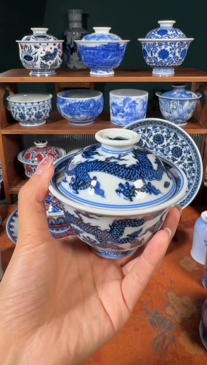 【闪购商品】杯刘建锋窑三龙纹盖碗