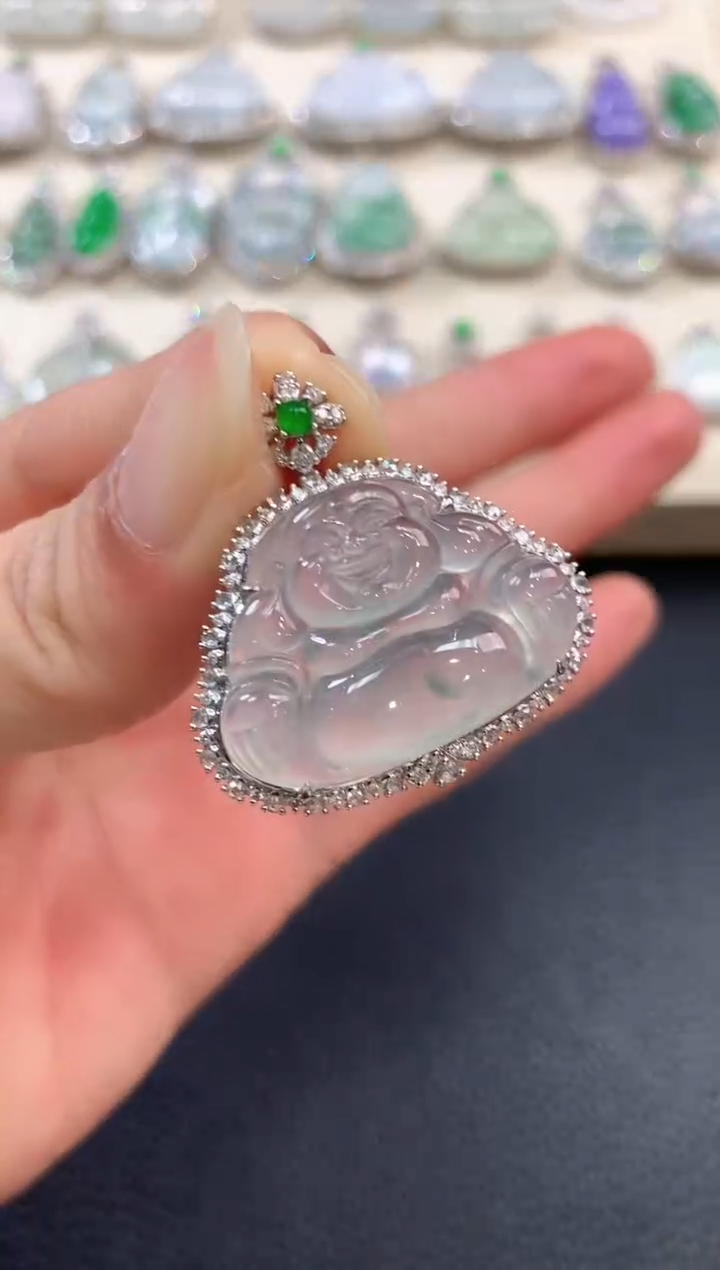 【闪购商品】翡翠吊坠(不含链)18K金镶嵌b134       