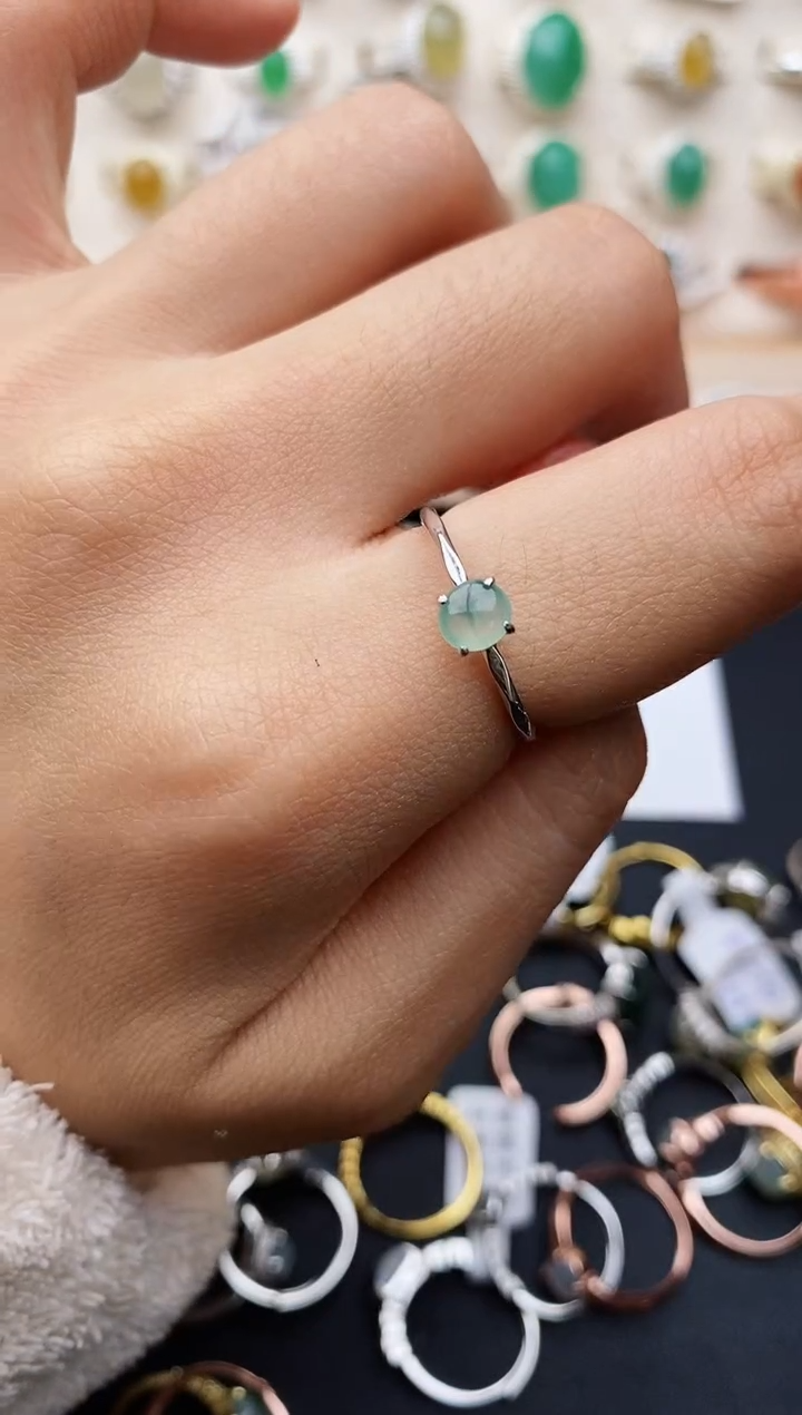 【闪购商品】翡翠戒指银S925镶嵌缅甸翡翠