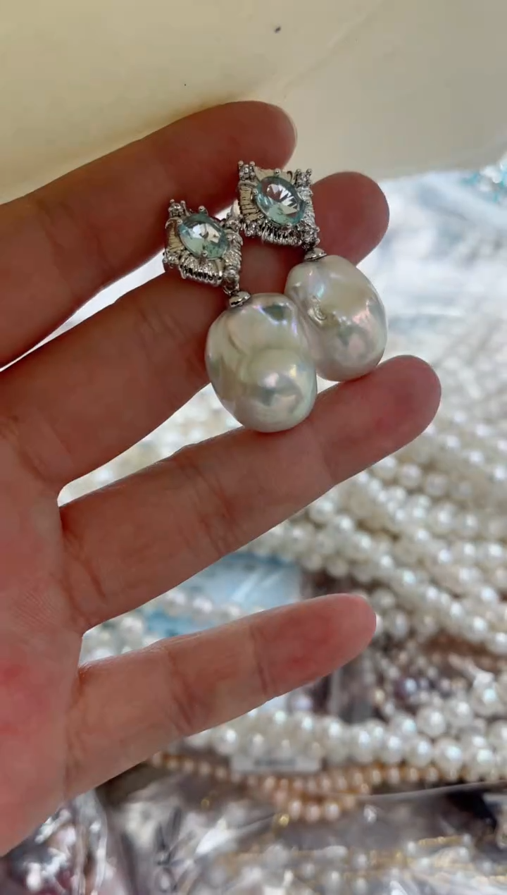 未镶嵌耳饰淡水珍珠多样性发其一，非无暇