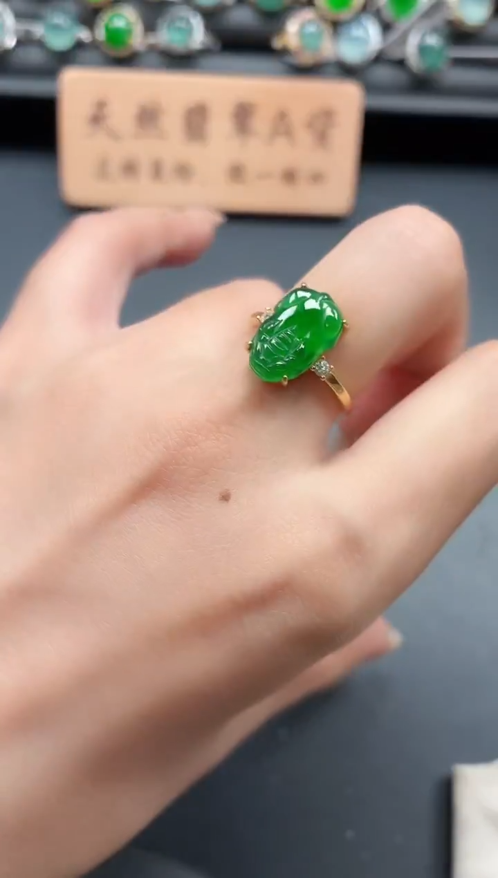 银S925镶嵌戒指翡翠11