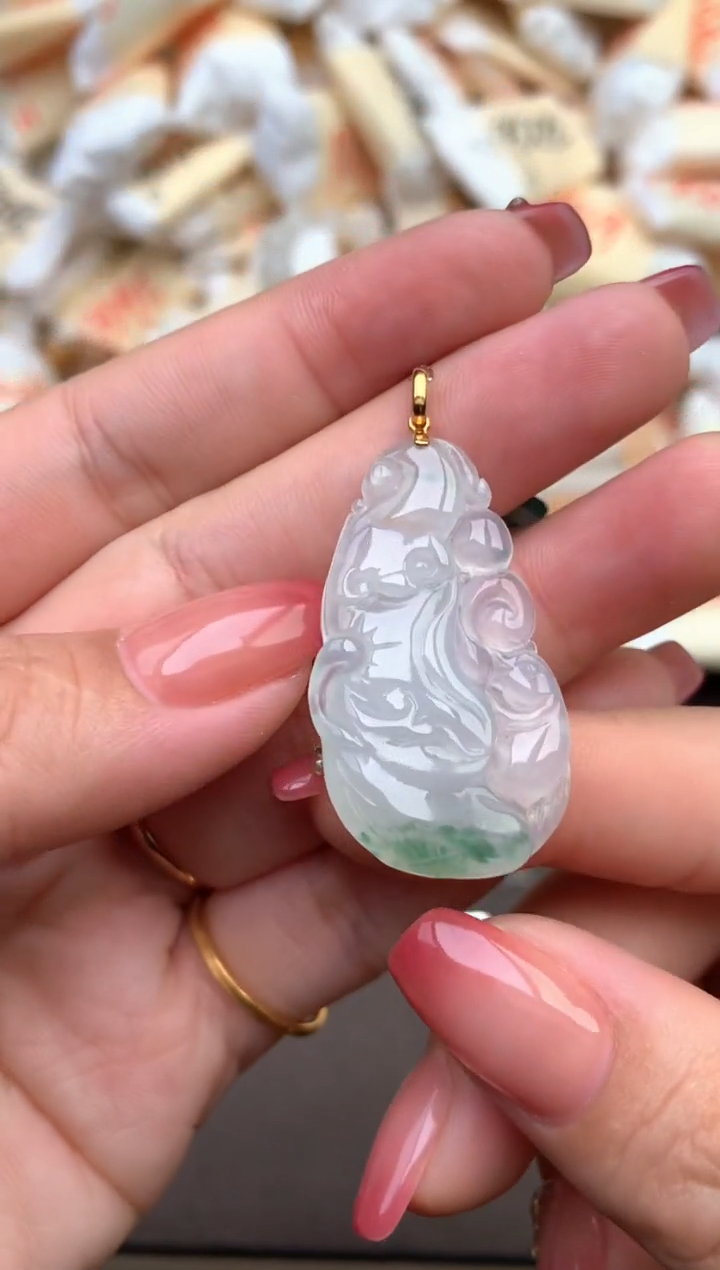 【闪购商品】翡翠18K金镶嵌挂件—