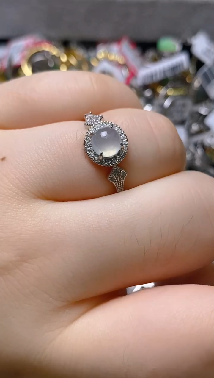 银S925镶嵌戒指翡翠百内无证书