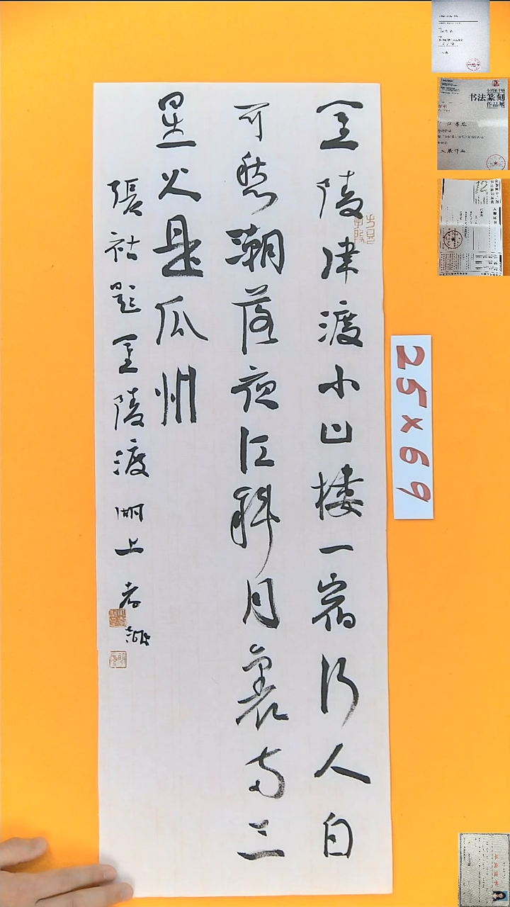 书法江孝龙书法竖条屏题金陵渡25*69