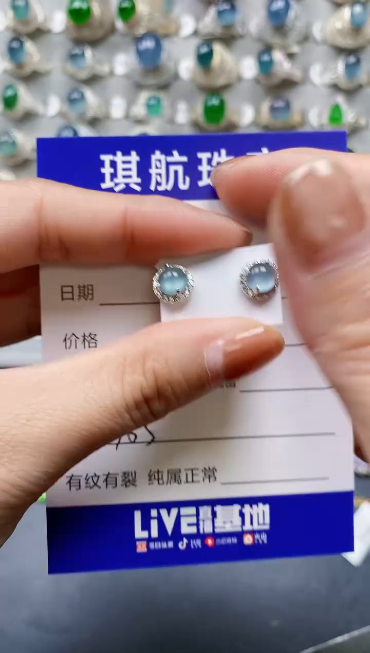 【闪购商品】翡翠耳饰银S925镶嵌0365