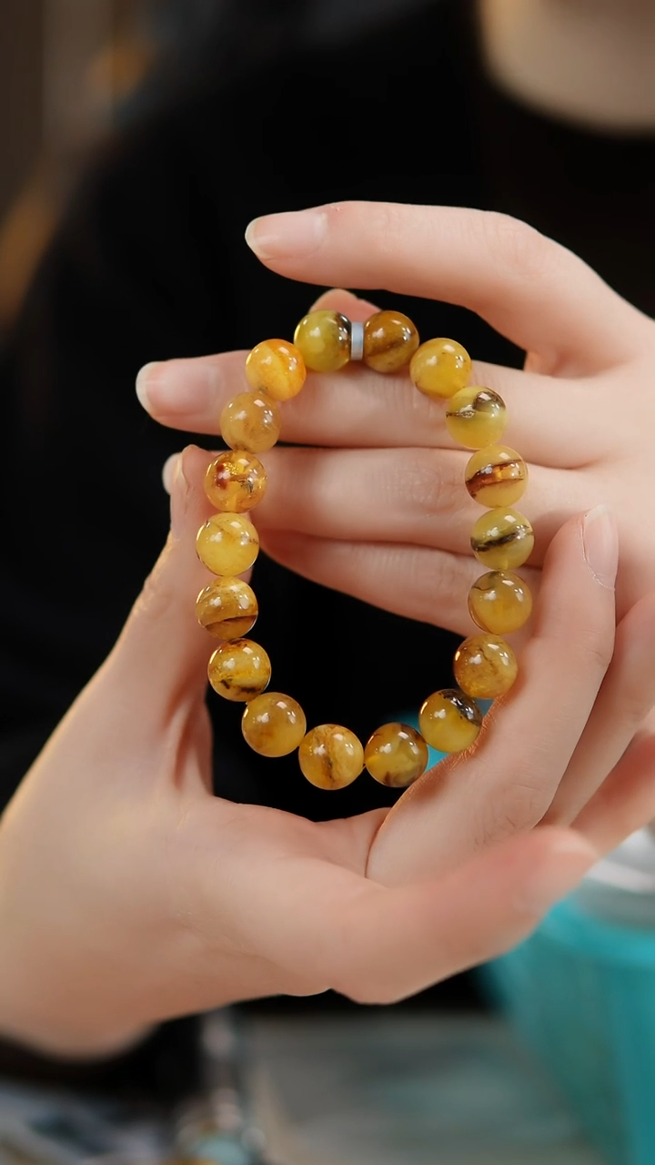 琥珀颈饰未镶嵌蜜蜡单圈