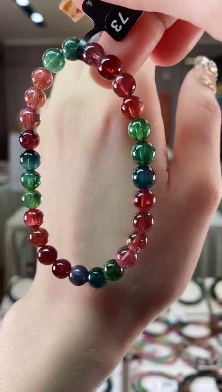 【闪购商品】碧玺收藏级单圈手串6mm+未镶嵌一物一证dan