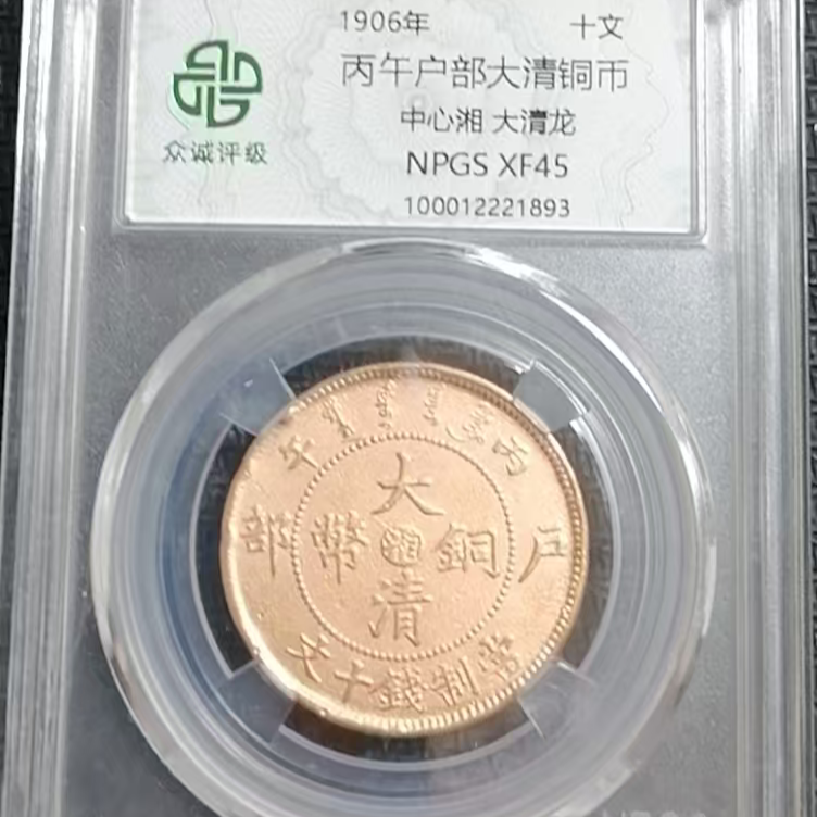 丙午户部大清铜币十文中心湘大清龙  原光 图为样品不发，随机发货
