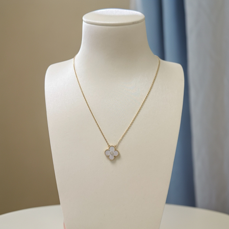 【玉素专属】18k金圣诞款白贝母重金单花套链   优雅 精美