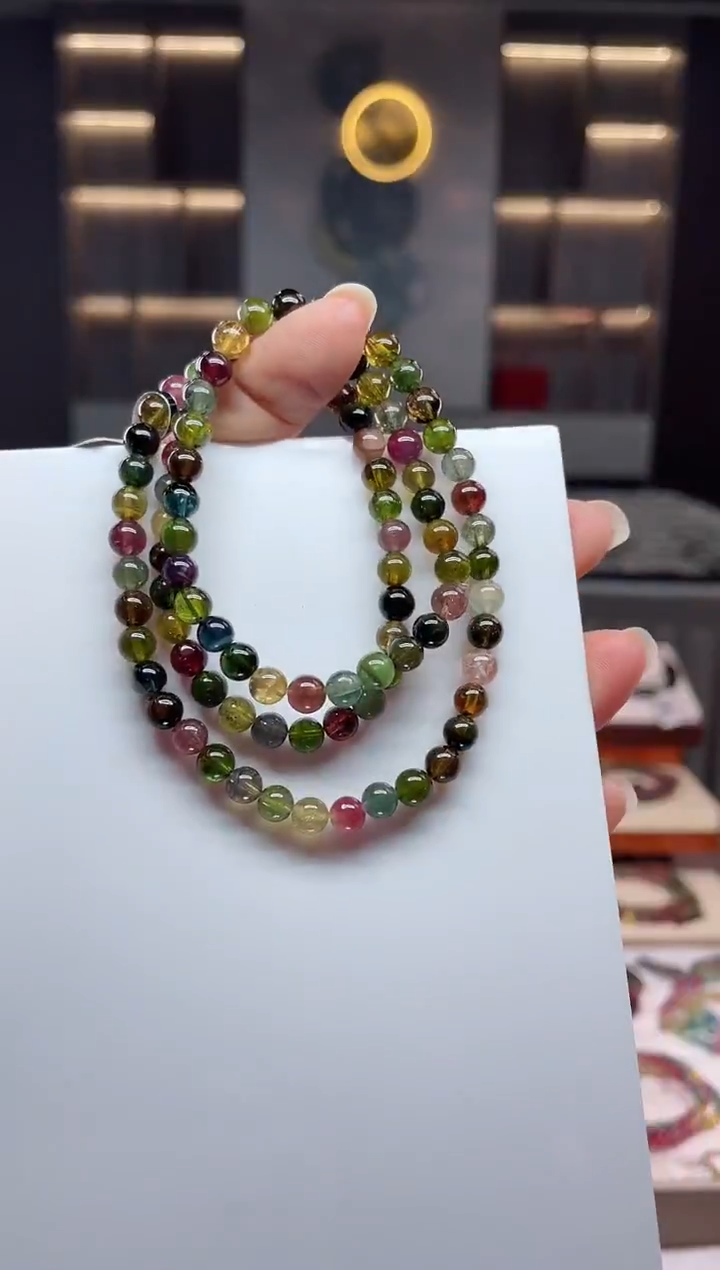 未镶嵌老矿碧玺三圈手串5mm+碧玺（多样性发一条）Q