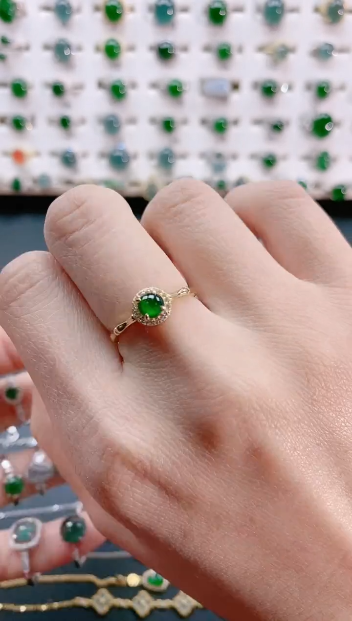 【闪购商品】翡翠戒指银S925镶嵌天然翡翠