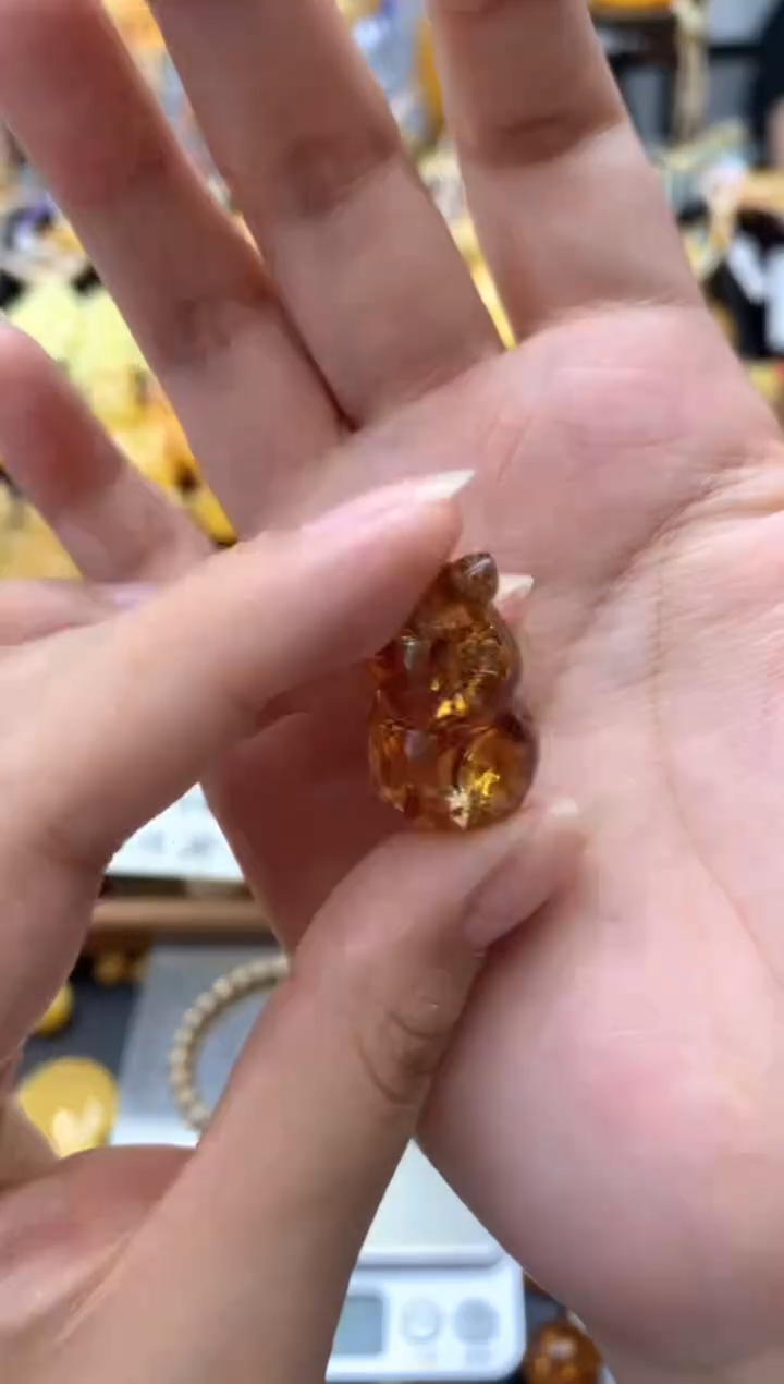 未镶嵌琥珀珠宝奇石110琥珀蜜蜡花粉有纹小坑介意勿拍