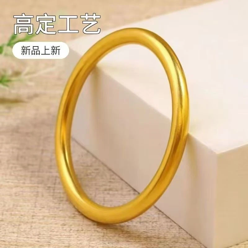 铜合金手镯  精工6mm传承手镯时尚百搭古法细砂精致女款实心经典