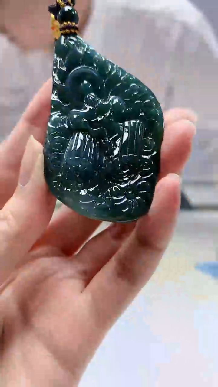 【闪购商品】定制翡翠未镶嵌5028zm-毛货挂件悟道90