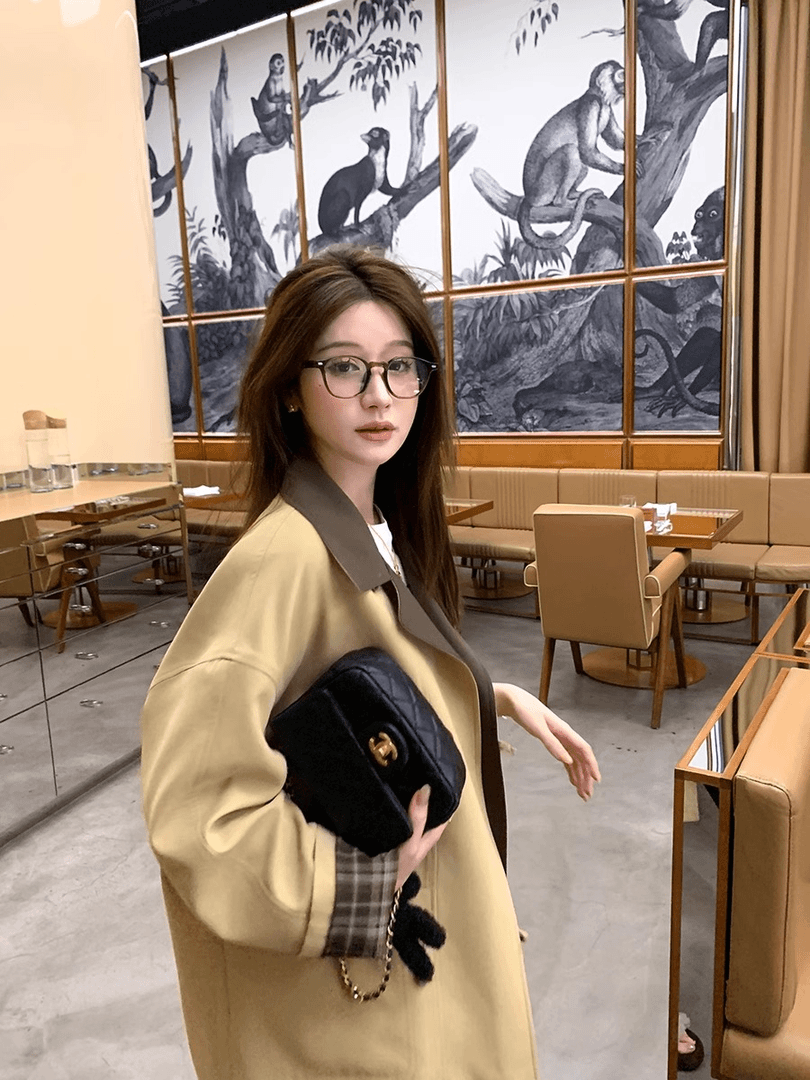 撞色短款风衣外套女2025初秋新款韩系小个子英伦风春秋高级感大衣
