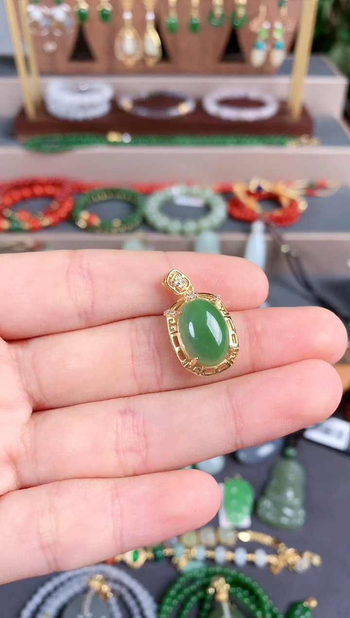 吊坠(不含链)银S925镶嵌和田玉1