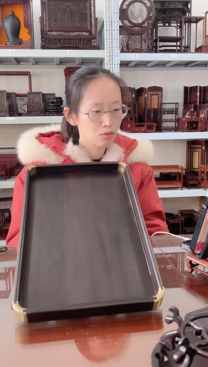 【闪购商品】东非黑黄檀（紫光檀）茶盘有瑕疵100