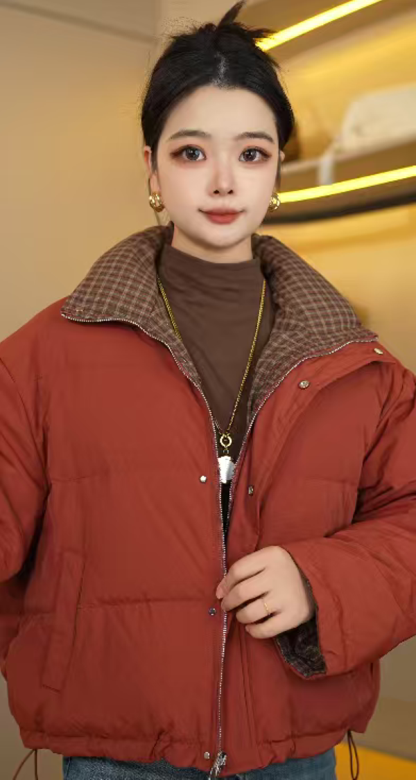 ［双面穿羽绒服］女款冬季中老年秋冬外套羽绒服白鸭绒外套