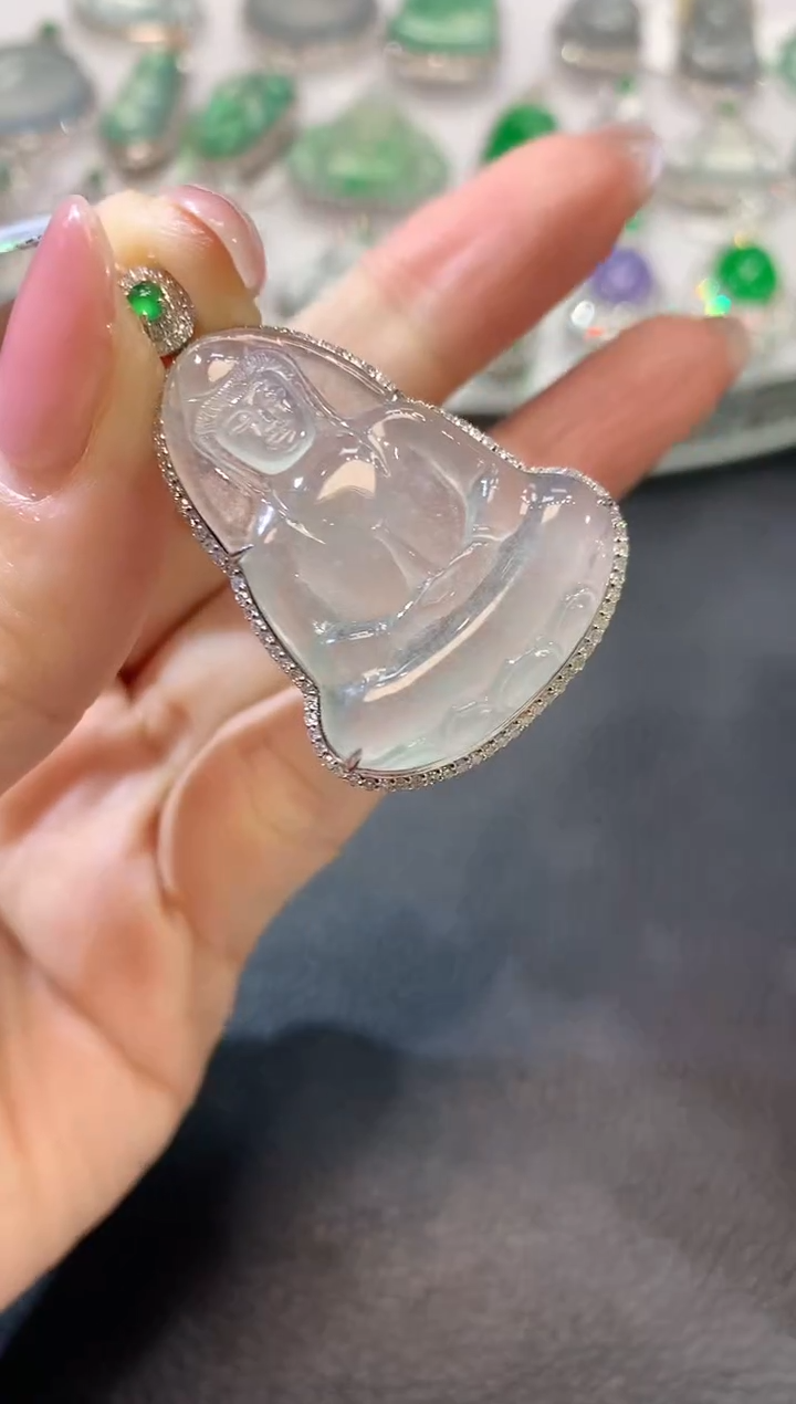 【闪购商品】翡翠吊坠(不含链)18K金镶嵌D32