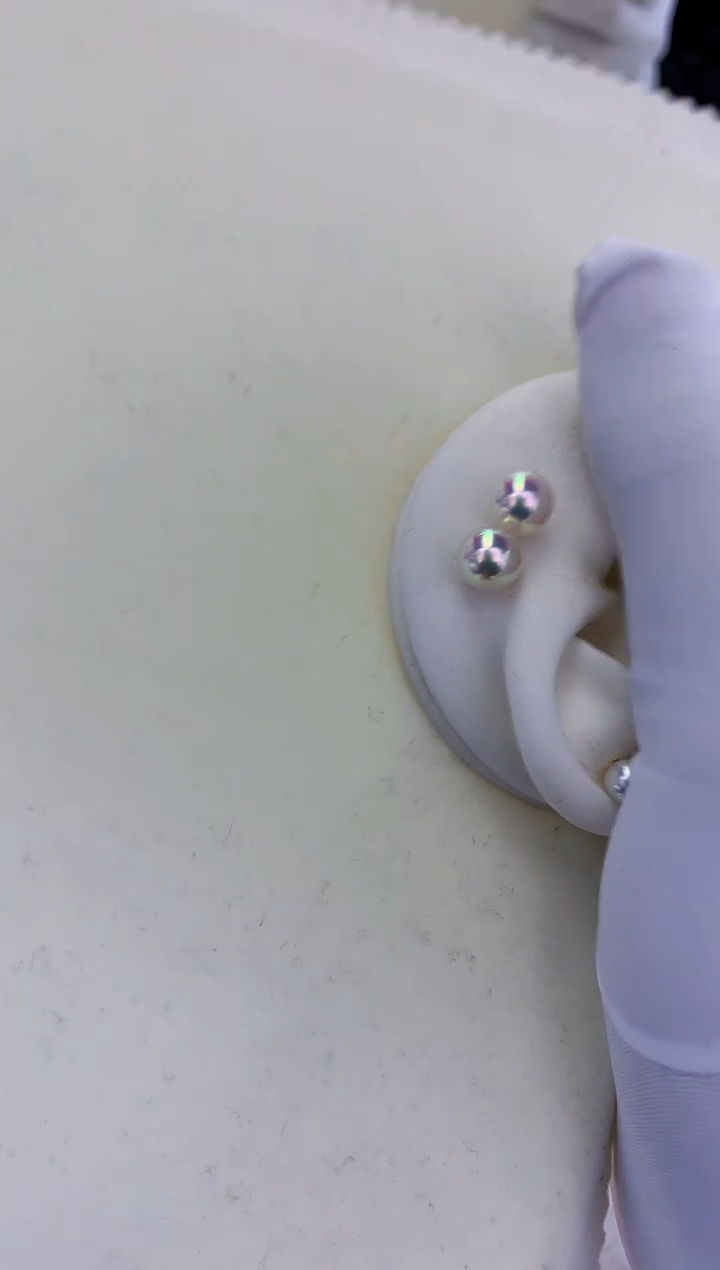 18K金镶嵌饰品海水珍珠8-8.5素钉定制