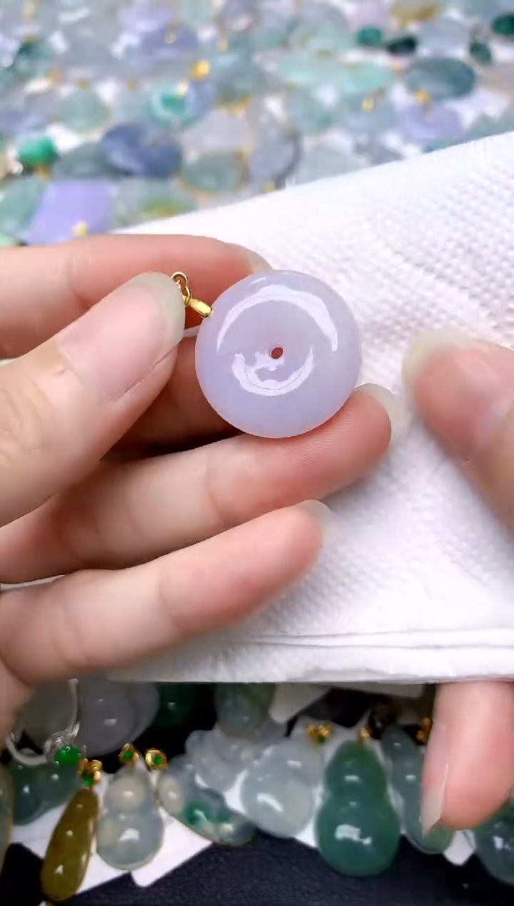 颈饰银S925镶嵌翡翠天然A货翡翠