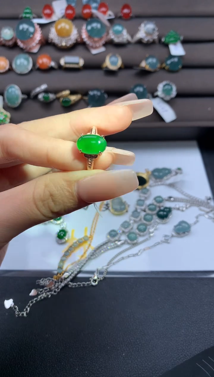 【闪购商品】翡翠戒指银S925镶嵌31231233