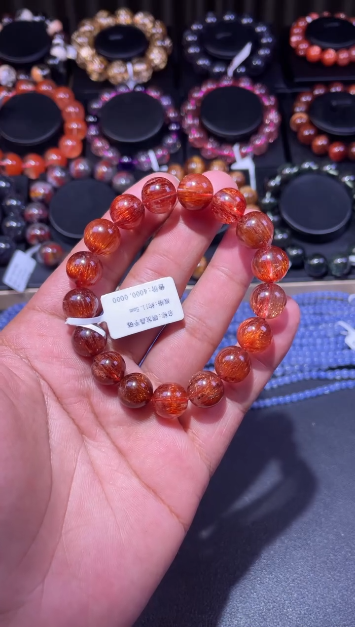 银S925镶嵌颈饰水晶发晶手链单圈A11