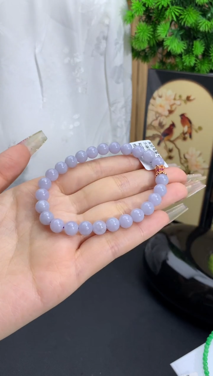 【闪购商品】翡翠手链未镶嵌细糯紫 卡7mm