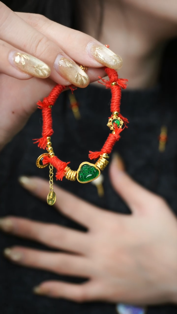 【闪购商品】翡翠手链18K金镶嵌中号