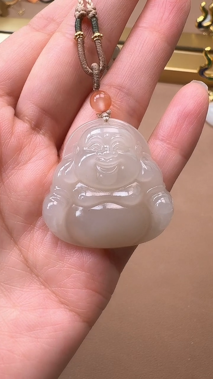 【闪购商品】和田玉吊坠未镶嵌1019藕粉佛公