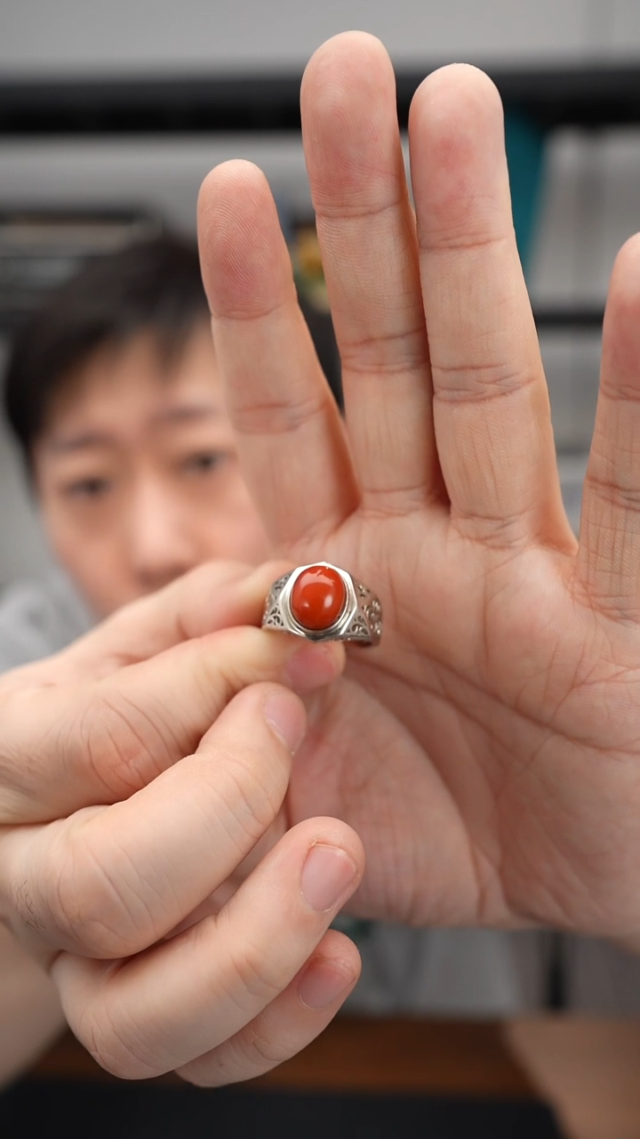 银S925镶嵌戒指南红玛瑙DS1029南红活口戒指