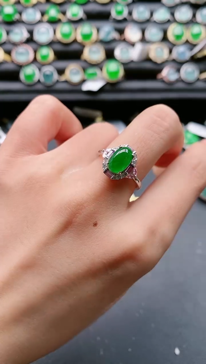 【闪购商品】翡翠戒指银S925镶嵌11111