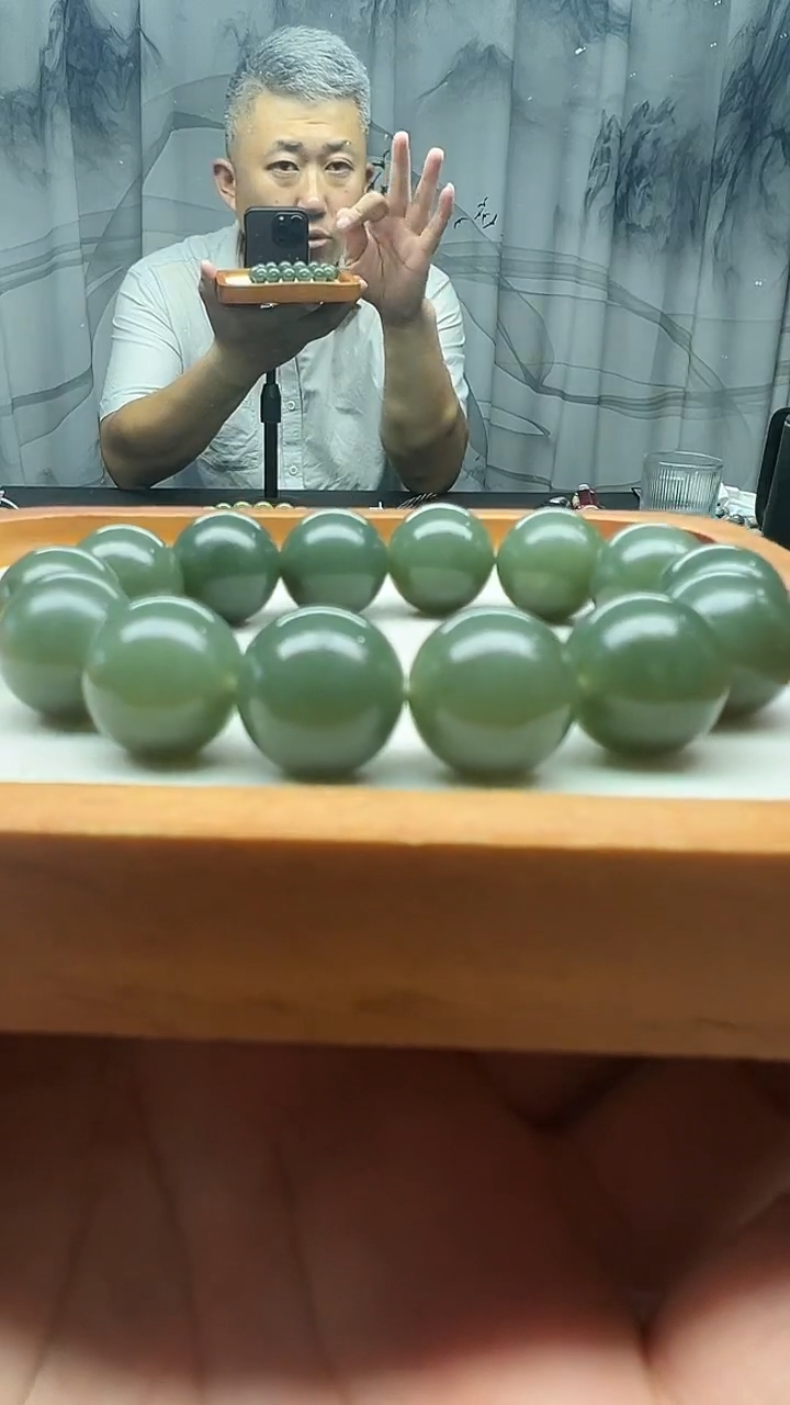 未镶嵌手串和田玉切末正蓝卡16纯天然拍一发一