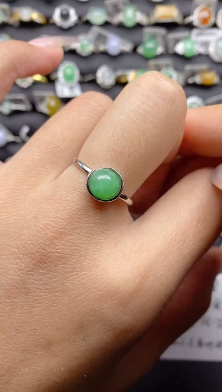 【闪购商品】翡翠戒指银S925镶嵌S925银镶嵌翡翠戒指