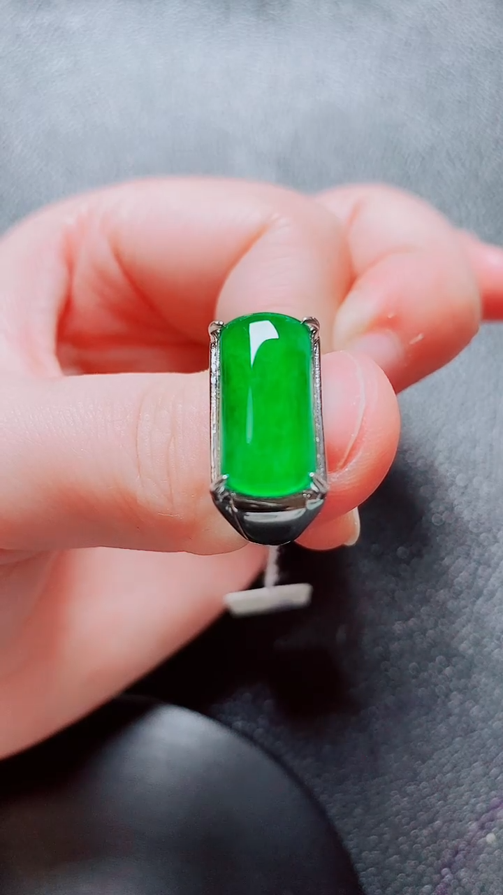 银S925镶嵌戒指翡翠翡翠