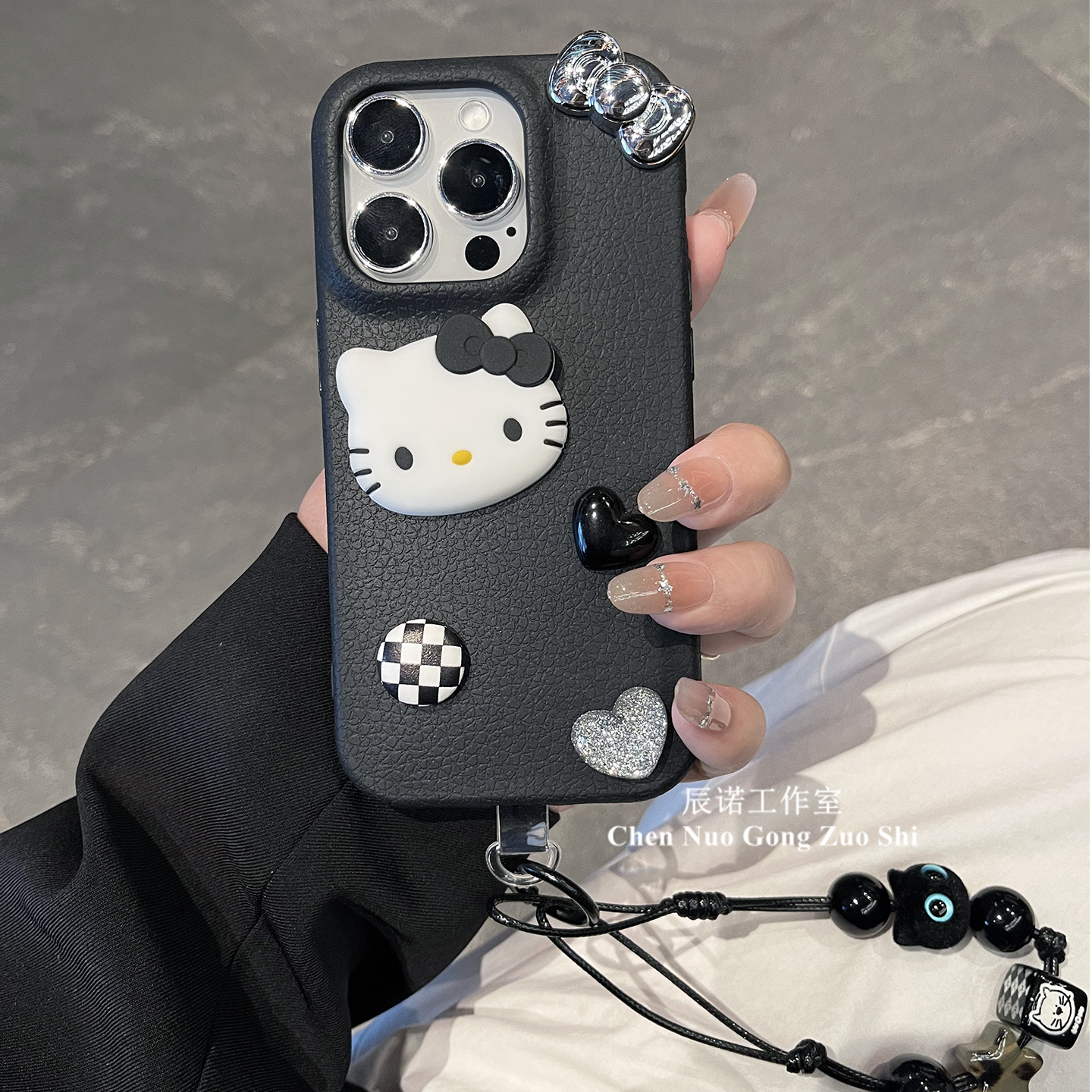 卡通可爱kt猫装饰适用苹果华为荣耀oppo/vivo小米手机壳带手链女