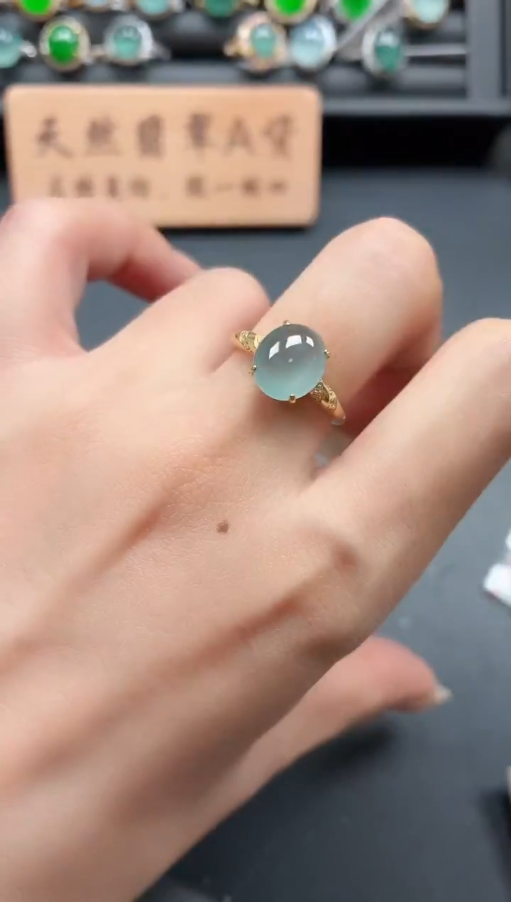 银S925镶嵌戒指翡翠1