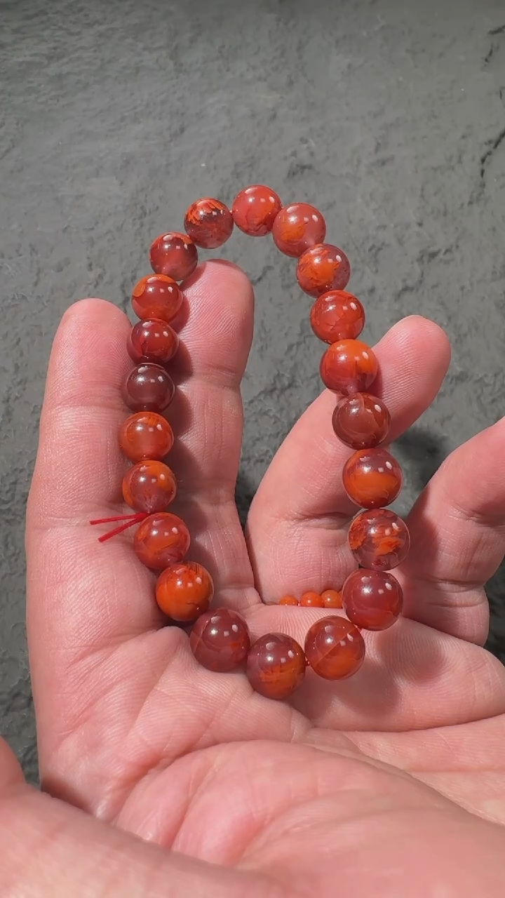 【闪购商品】南红玛瑙手串未镶嵌火焰纹圆珠手串9+mm