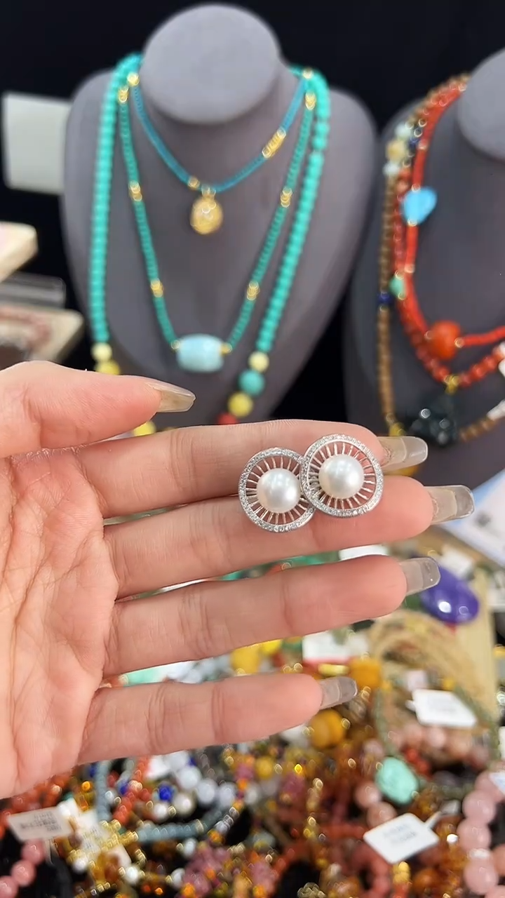 【闪购商品】淡水珍珠耳饰银S925镶嵌耳钉