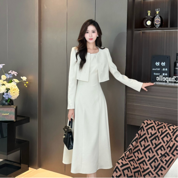 拉夏贝尔/25西装气质女神范轻奢通勤风礼服上衣+连衣裙 10590 MQJ
