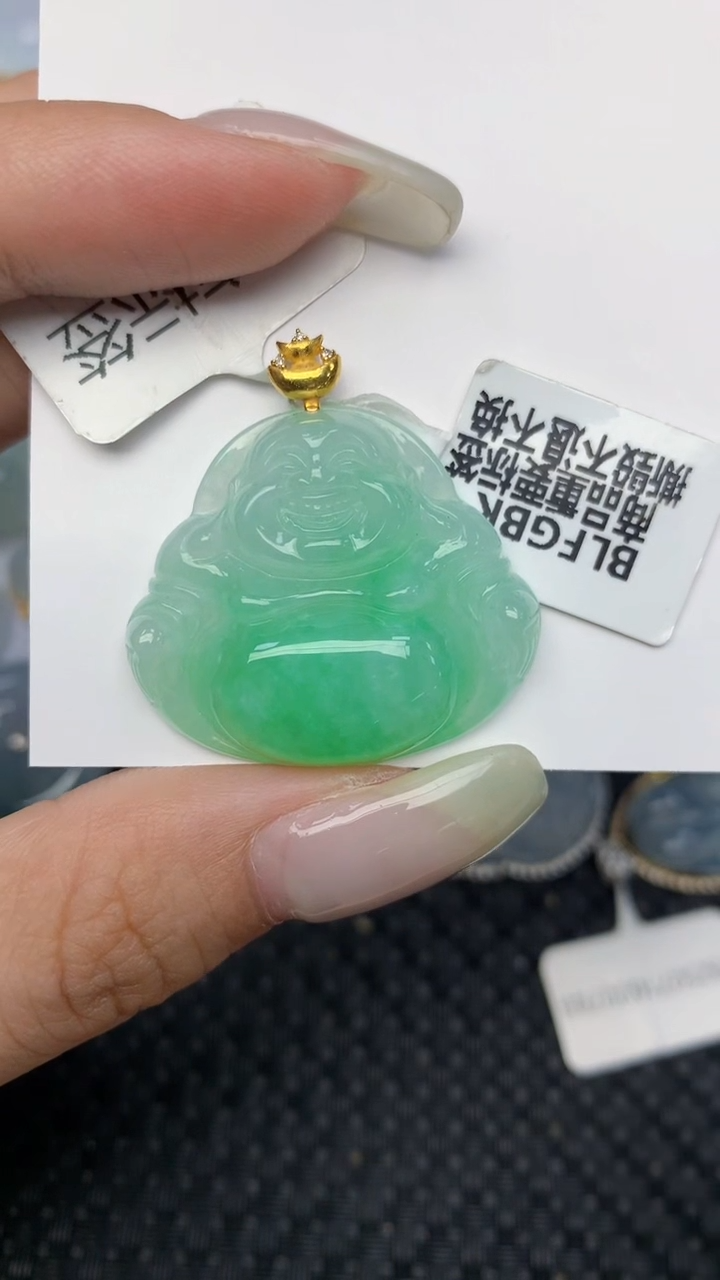 翡翠18K金镶嵌颈饰天然缅甸翡翠a货百元以上9元证书费自理