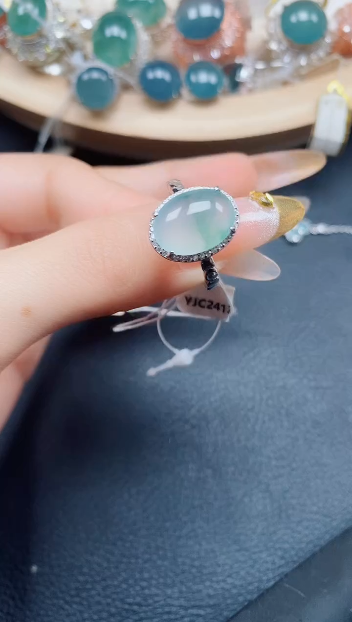 【闪购商品】翡翠戒指银S925镶嵌翡翠