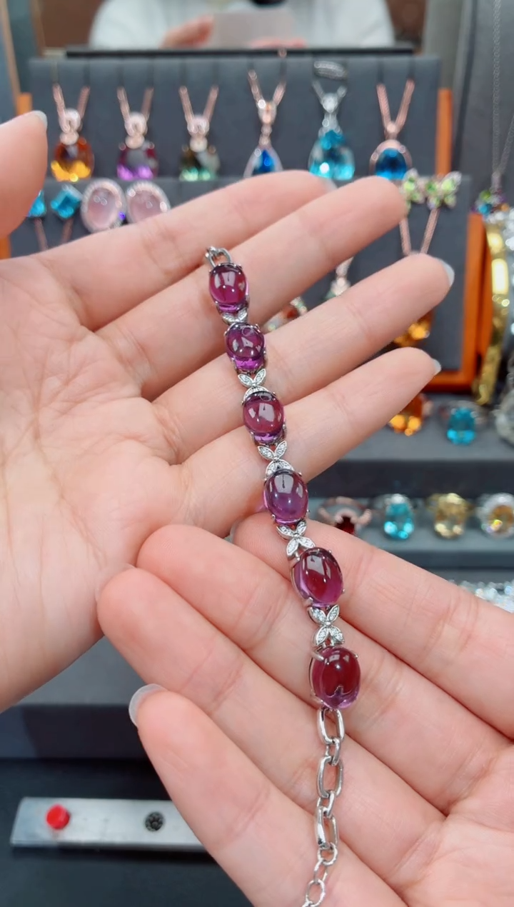 银S925镶嵌手链紫晶小****এ紫晶手链