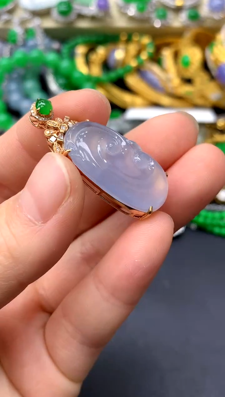 颈饰18K金镶嵌翡翠361-中国好珍宝