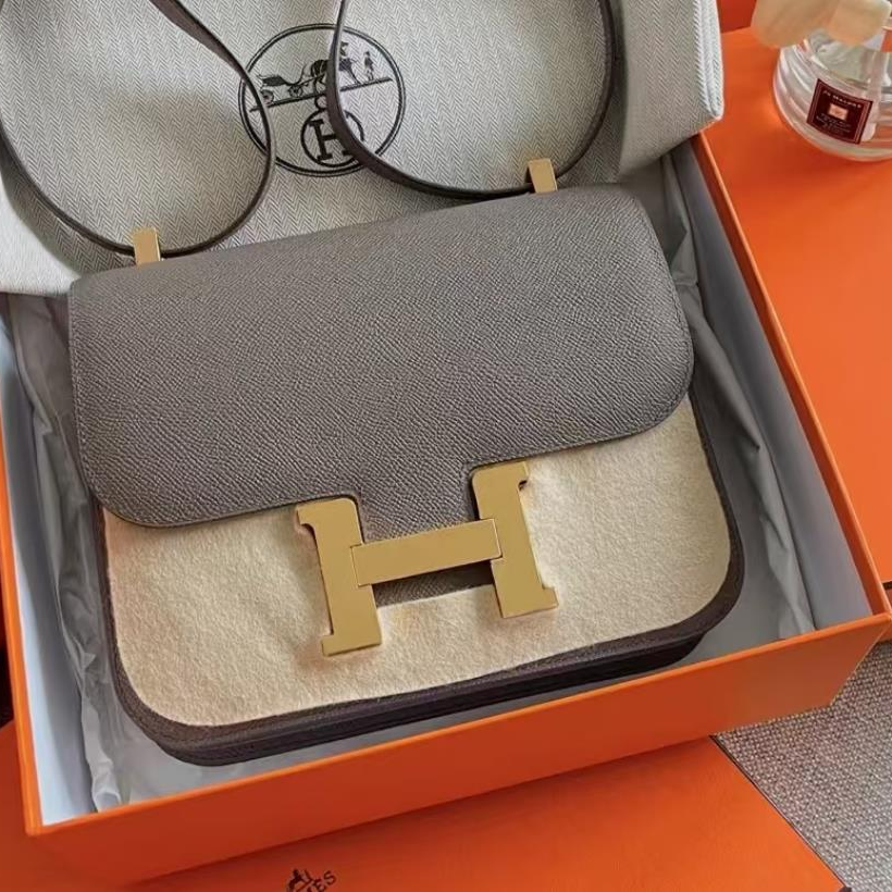 95新 Hermes/爱马仕 小花6枫康康 24 锡器灰拼番茄红 Ep皮A刻金扣
