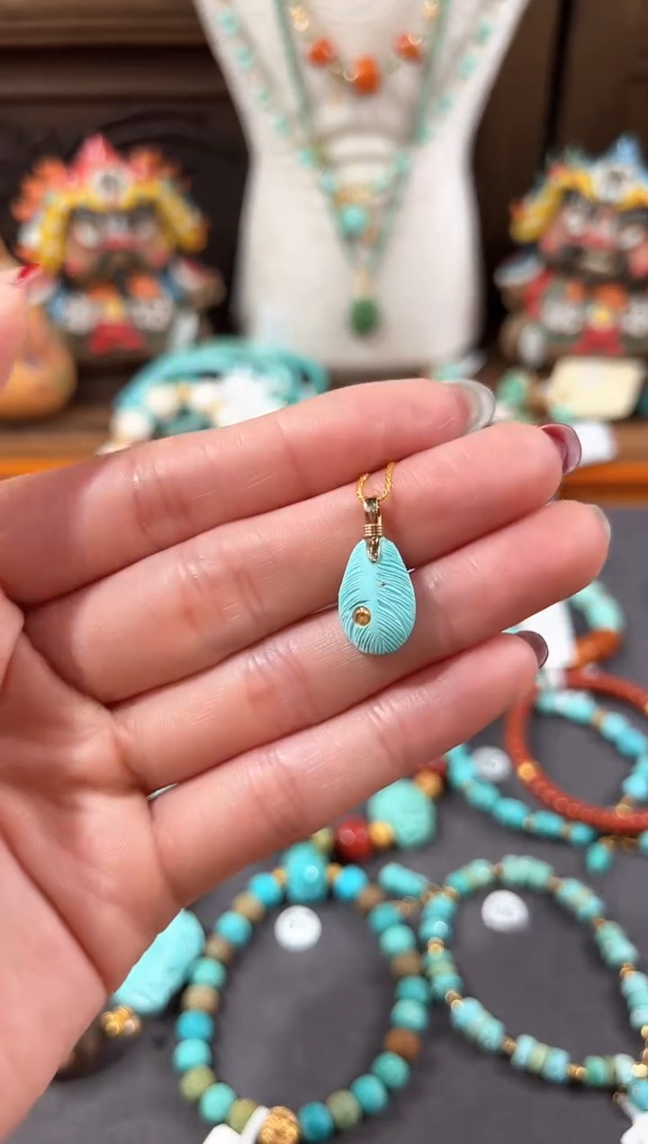 【闪购商品】绿松石提溜18K金镶嵌绿松石提溜